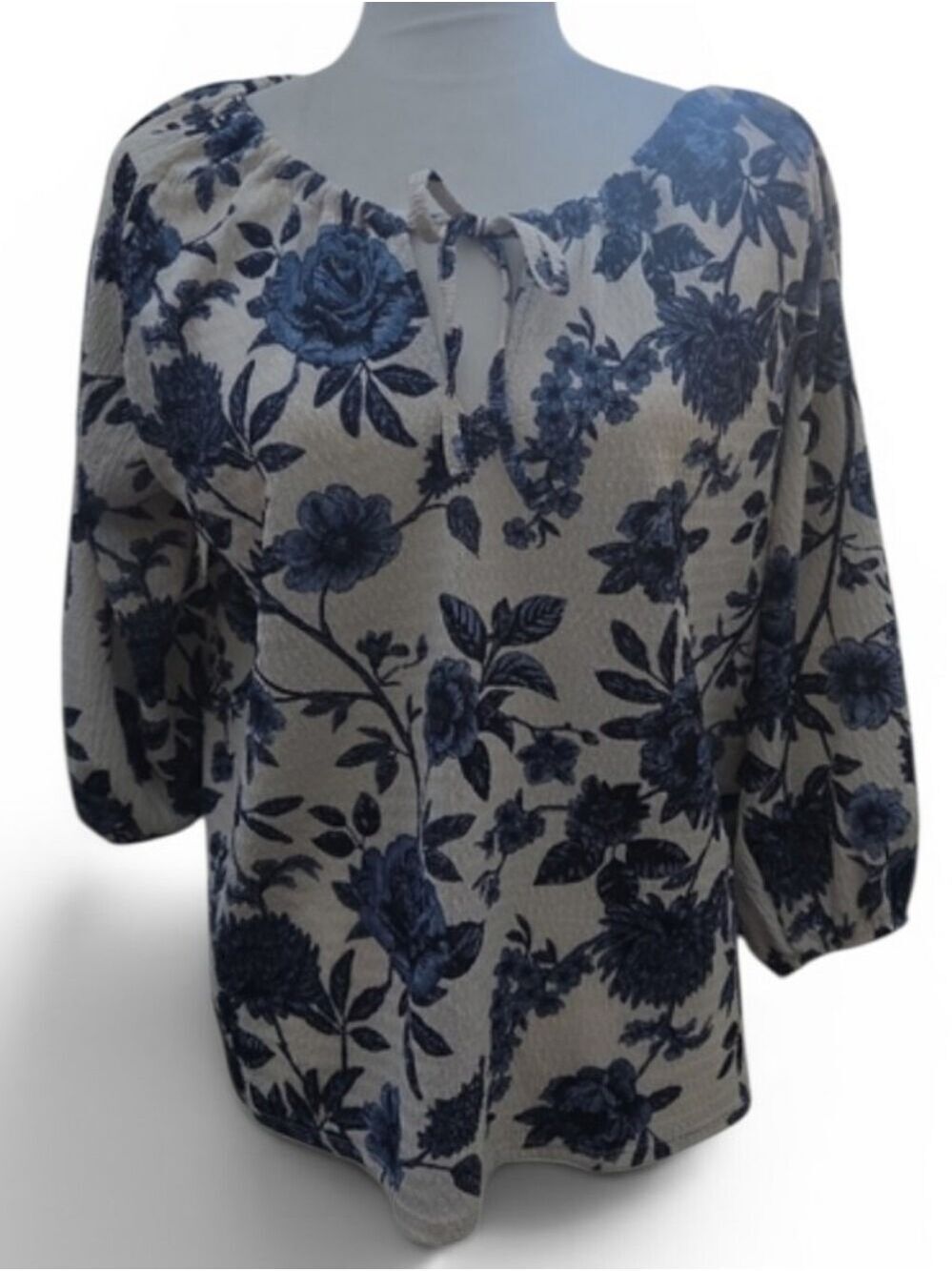 Nwt Jules & Leopold Cream Blouse with Navy Floral Print